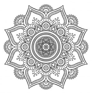 Ausmalbild von Mandalas zum Ausdrucken und Ausmalen für Erwachsene : Die große Blume