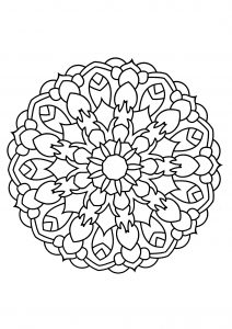 Ausmalbild von zum Ausdrucken und Ausmalen für Erwachsene : Mandala mit dicken Strichen