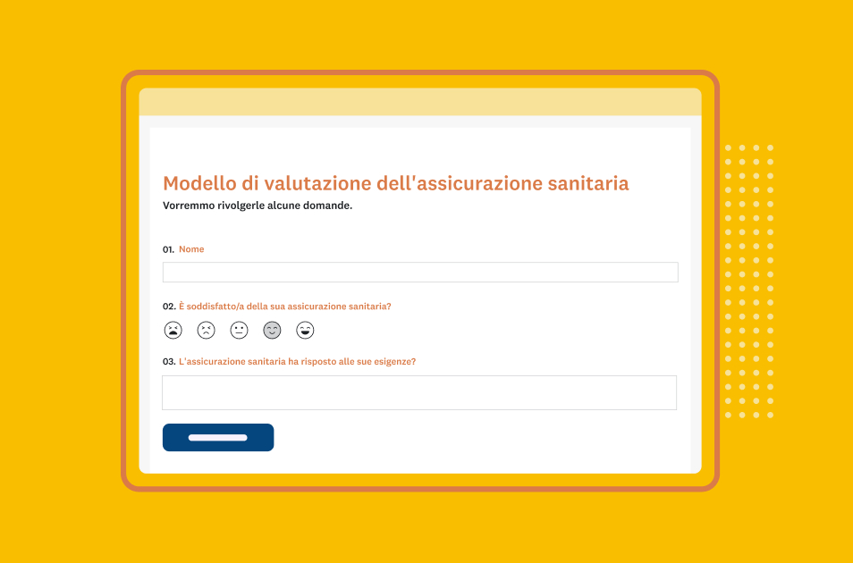 Schermata di modello di indagine SurveyMonkey sulla valutazione dell'assicurazione sanitaria