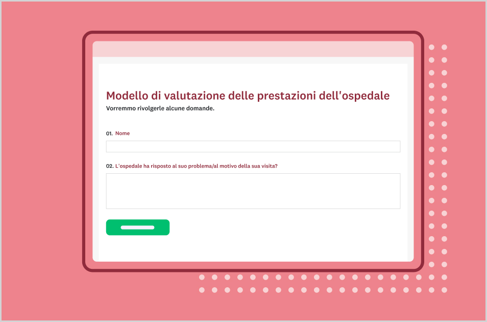 Schermata di modello di indagine SurveyMonkey sulla valutazione dell'ospedale