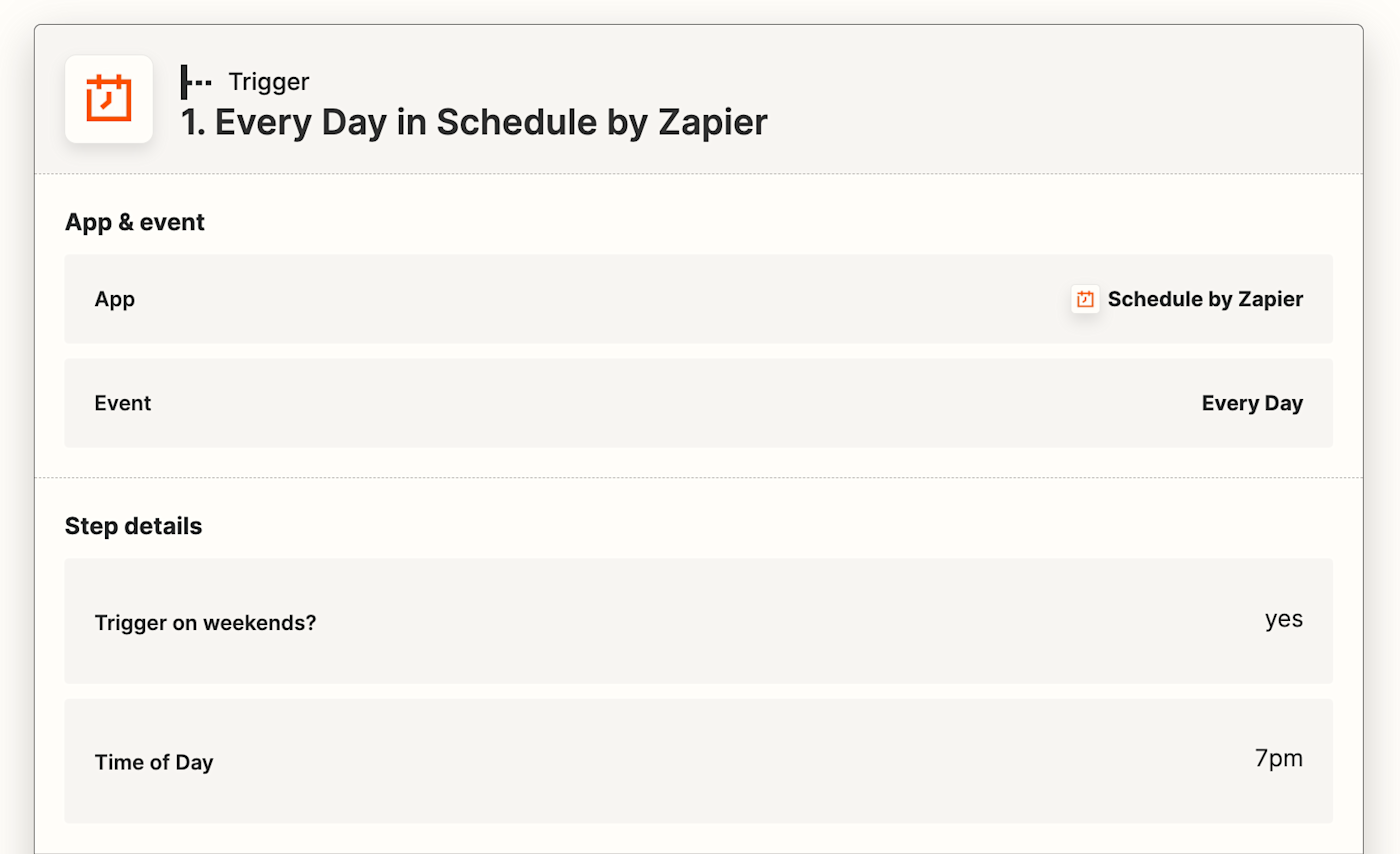 7pm is shown in the Time of Day field.