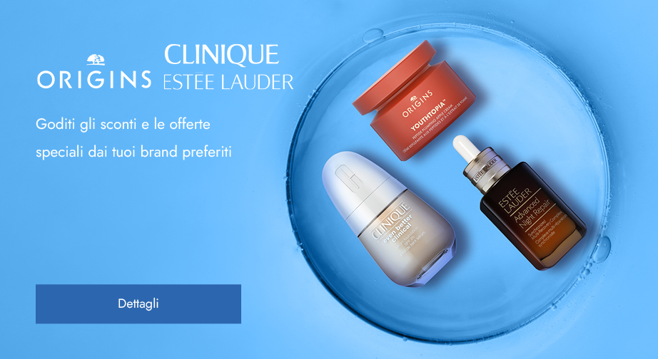 Sconti e offerte speciali da Estée Lauder, Clinique, Origins. I prezzi sul sito sono già scontati