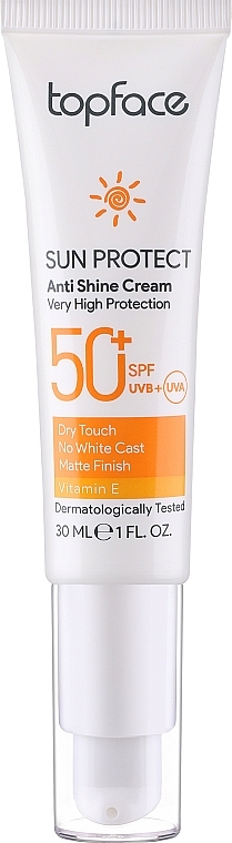 Crema viso solare SPF50+ - TopFace Sun Protect Anti Shine Cream SPF50+