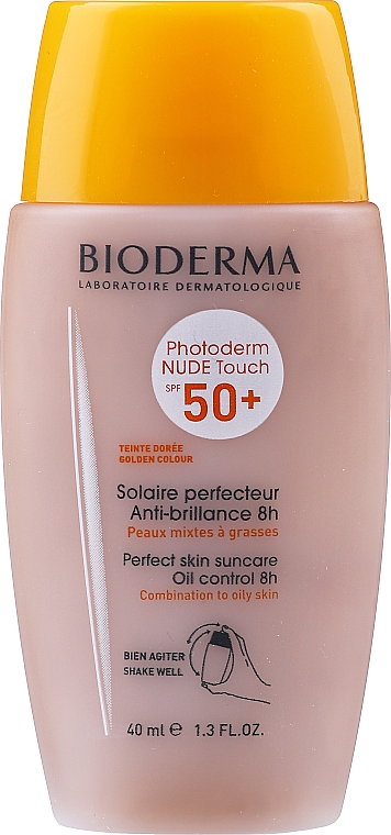 Crema solare colorata, per pelli grasse e miste - Bioderma Photoderm Nude Touch SPF50+