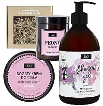 Set "Peonia" LaQ Set (sh/gel/500ml + b/cr/220g + candle/180ml)