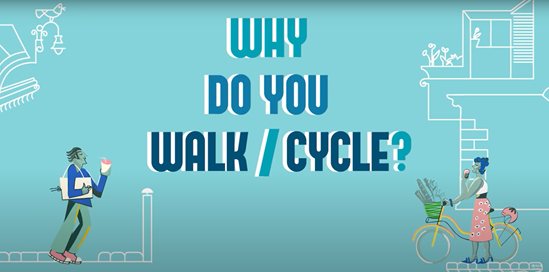 Graphic element about walking and cycling