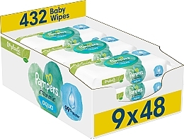 Våtservetter för baby, 9x48 st. Pampers Harmonie Aqua Body Wipes