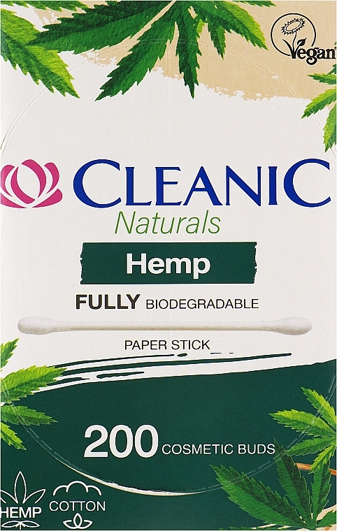 Bomullsknoppar, 200 st. - Cleanic Naturals Hemp Cotton Buds