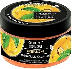 Återfuktande olje-salt kroppsskrubb "Arganolja & saftig mango" Vkusnyye Sekrety Energy of Vitamins