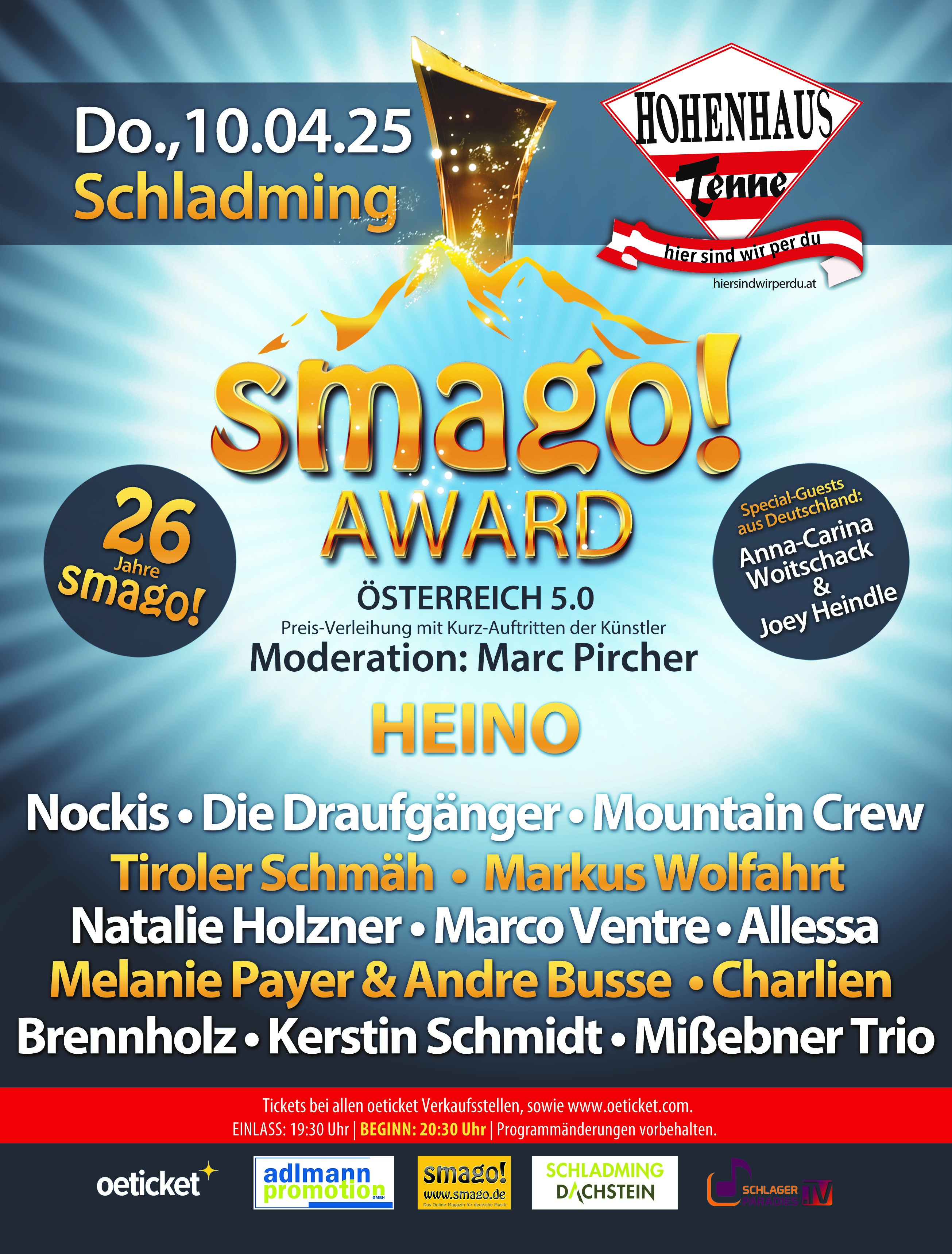 smago! AWARD Österreich 5.0 – am 10.04.2025 in der Hohenhaus Tenne in Schladming 