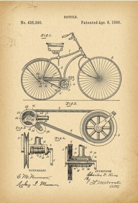 Bild 1890 Patent Velocipede Bicycle history  invention