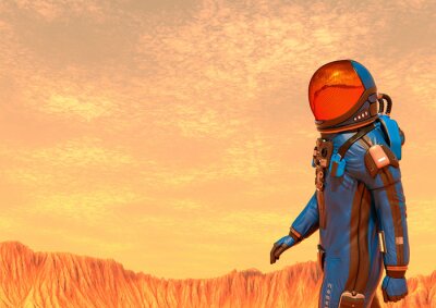 Bild astronaut exploring mars walking alone