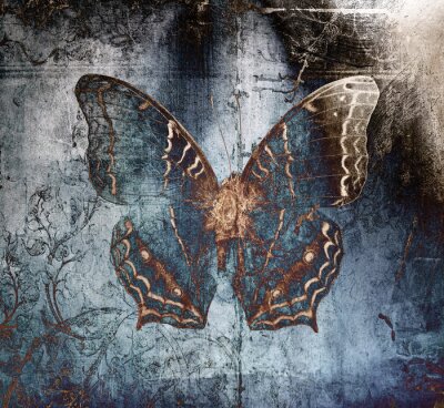 Bild butterfly metal blue 