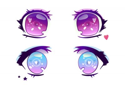 Bild Hand drawn anime eyes. Colored vector set. All elements are isolated