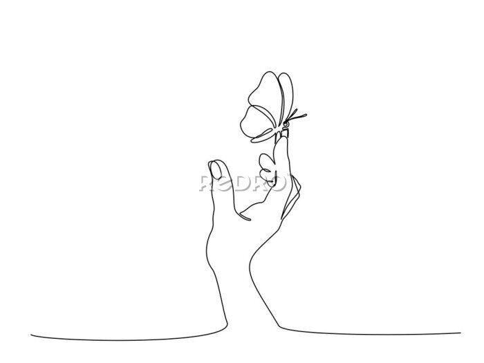 Bild Hand und Schmetterling line art