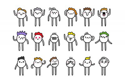 Bild Kawaii emotions man cartoon comic style hand drawn vector illustration for prints posters