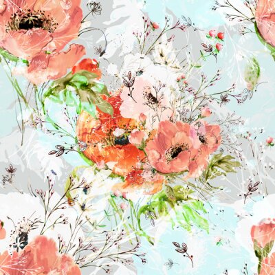 Bild Rote Blumen Shabby-Chic