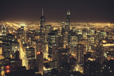 Bild Wolkenkratzer von Chicago bei Nacht