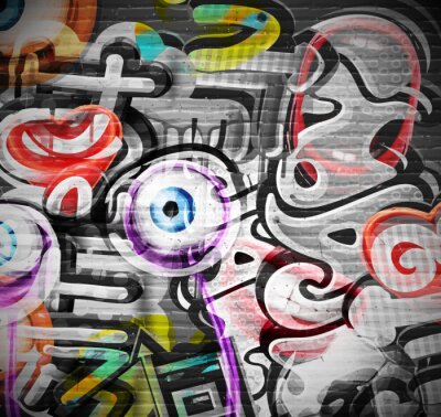 3D Graffiti farbenfroh-grau