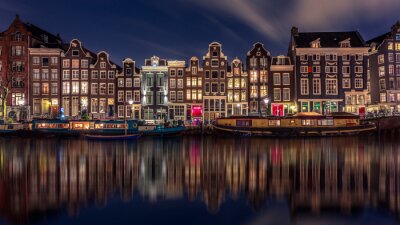 Fototapete Amsterdam bei Nacht im Sommer