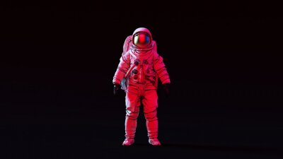 Astronaut schaut auf ein rotes Licht