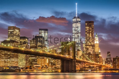 Fototapete Beleuchtete Brooklyn Bridge