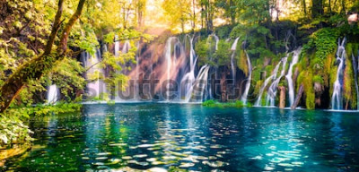 Fototapete Berglandschaft mit Wasserfällen