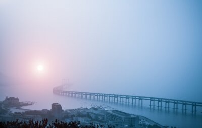 Fototapete Bucht im Morgennebel