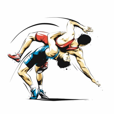 Fototapete Cartoonartiges Wrestling