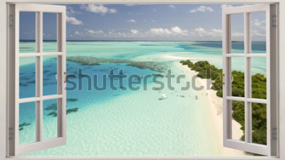 Fototapete Exostischer strand hinter gittern