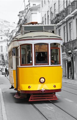 Fototapete Fahrzeug in der Stadt Lissabon Straßenbahn