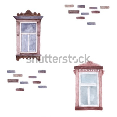 Fototapete Fenster mit aquarell gemalt