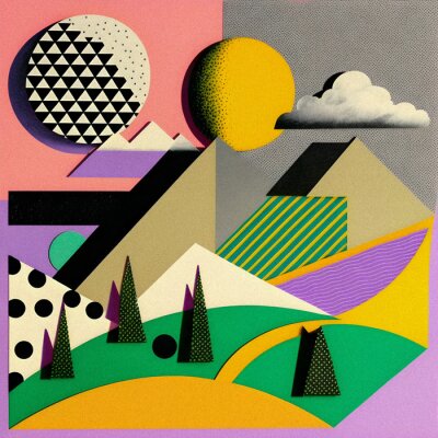 Fototapete Landschaft im Pop-Art-Stil