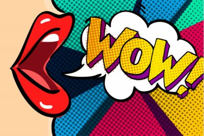 Fototapete Lippen und Inschrift Pop Art