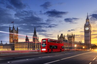 Fototapete London Bus vor der Skyline