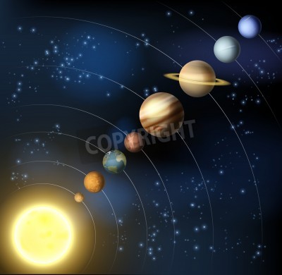 Fototapete Planeten auf Bahnen im Sonnensystem