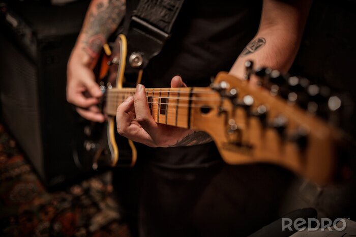 Fototapete Rock Gitarre und Mann