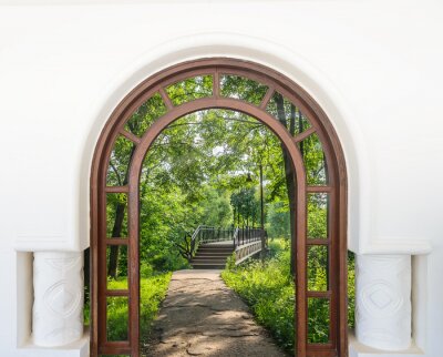 Fototapete Säulen bei Eingang zum Garten