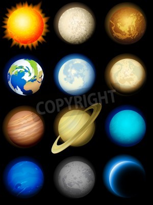 Fototapete Solar System im schwarzen Hintergrund