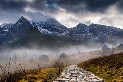 Fototapete Weg in die Berge