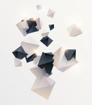 Poster 3d geometrische Figuren schwarz und weiß