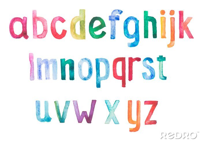 Poster Alphabet in Aquarell geschrieben