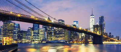 Poster Amerika-Symbol Brooklyn Bridge bei Nacht