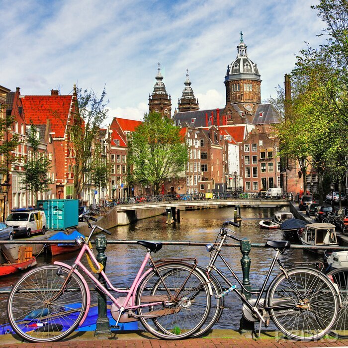 Poster Amsterdam von der Brücke aus