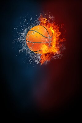 Poster Basketball in Feuer und Wasser