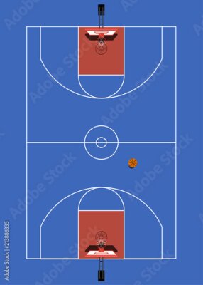 Poster Blauer Basketballplatz