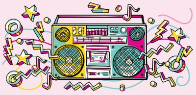 Boombox bunt und Hip-Hop