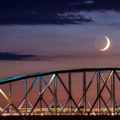 Poster Brücke und Mondsichel