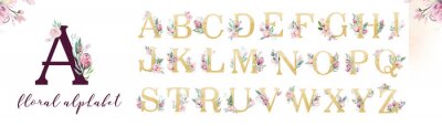 Poster Florales Alphabet mit Blumen