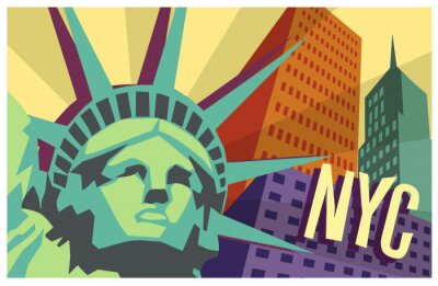 Illustration von New York City und die Freiheitsstatue